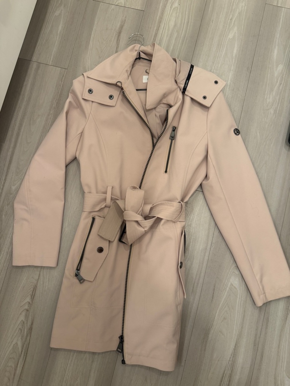 Light Blush Trench Coat with Belt - Women's Jacket